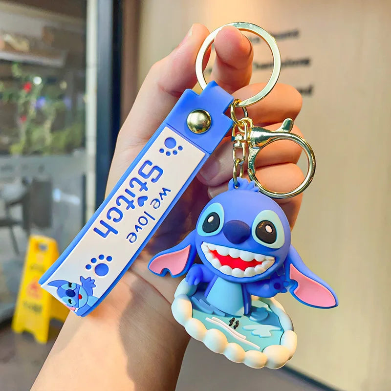 Anime Disney Schlüsselanhänger - Süßer Mickey Mouse, Minnie, Lilo und Stitch Cartoon Schlüsselring, Ornament und Autoanhänger, Perfekte Geschenke für Kinder