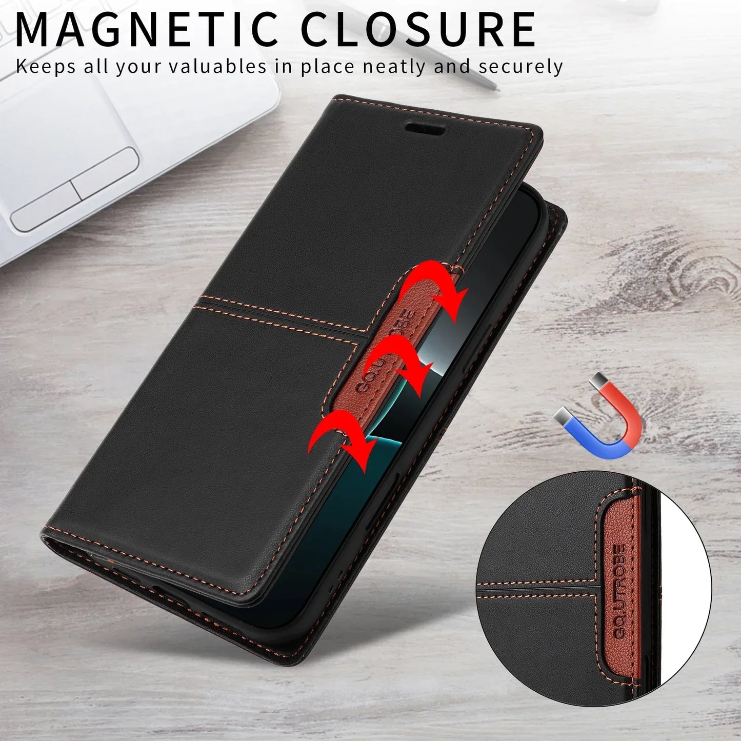 Frendorf | RFID Flip Leder Samsung S25/S24/S23 Magnetische Brieftaschenhülle