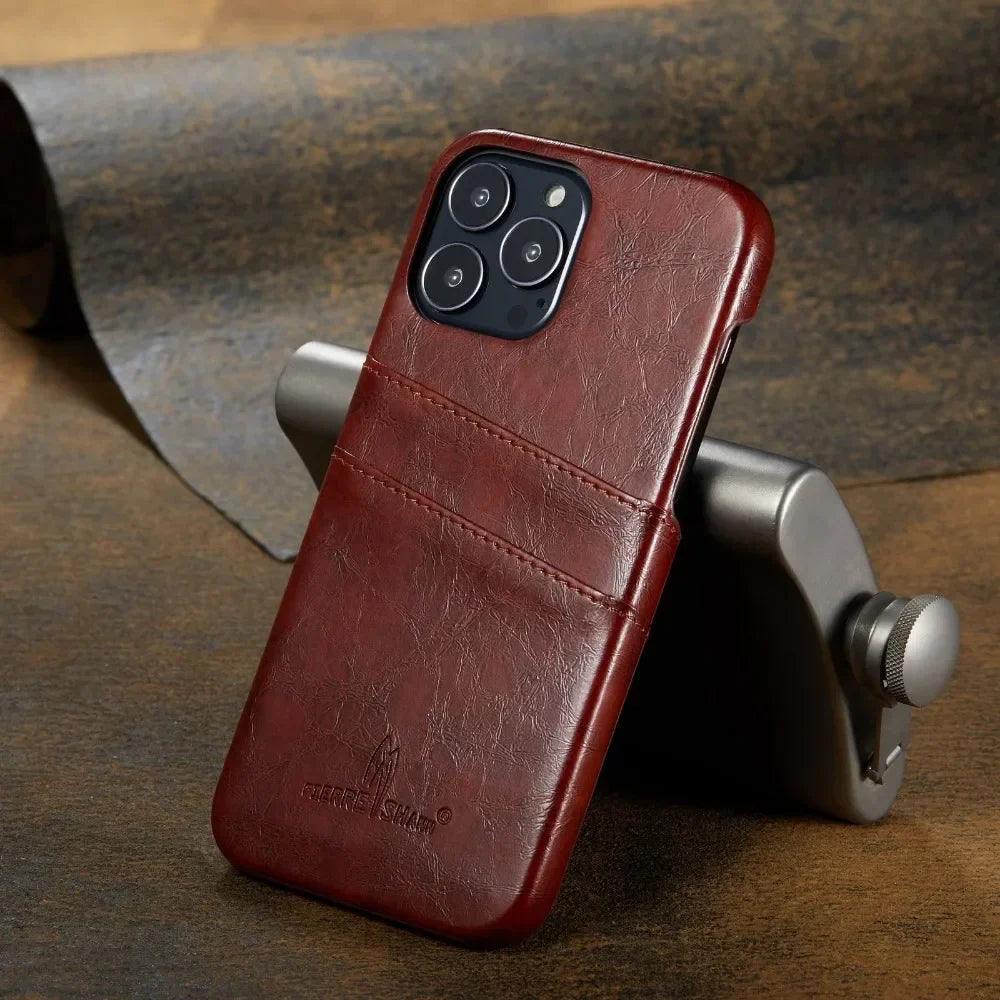 Frendorf | Leder iPhone 16/15/14 Rückseitenhülle Kartenhalter Case