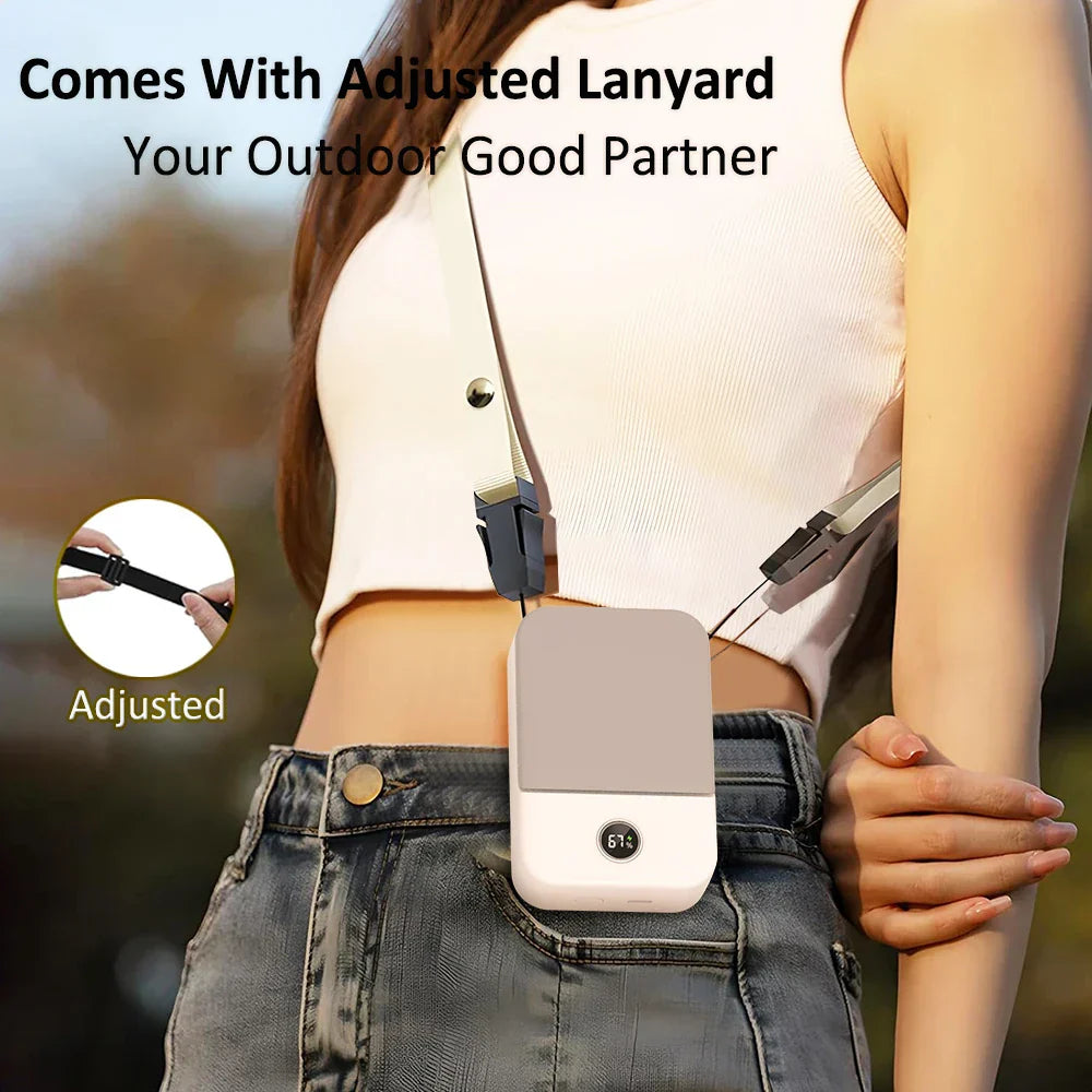 Frendorf | BreezeFox | 4-in-1 Mini-Ventilator | LED-Display | USB-C & Akku | Für Reisen, Büro & Sommerhitze