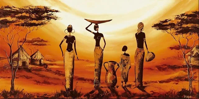 Große Größen Abstrakte Afrikanische Frau Leinwandmalerei