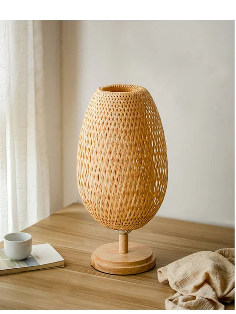 Rattanlampe - Stufenlos dimmbare Korblampe für Schlafzimmer- und Wohnzimmerdekoration