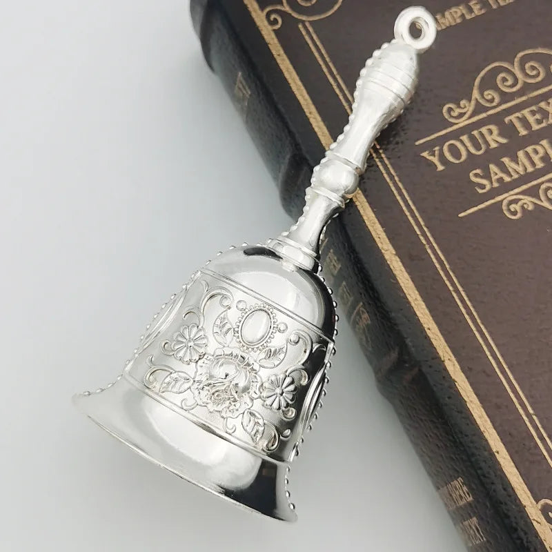Groß Retro Handkurbel Glocke Kupferlegierung Servieren Schule Klasse Metall Anhänger Handwerk Hochzeit Dekoration Alarm Kirche Bar Hotel