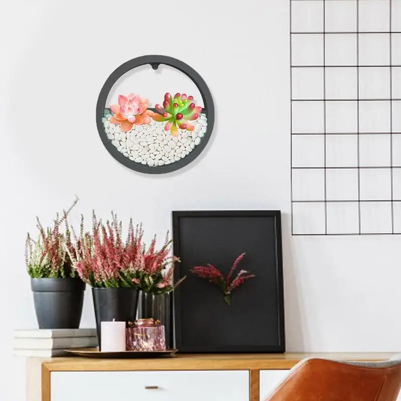Runde Metall Eisen Glas Wandvase