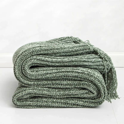 Frendorf | HeartKnit Kuscheldecke aus Chenille | Strickdesign | Für Bett & Sofa | Weich & Gemütlich