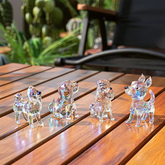 4 Verschiedene Geformte Kristall Hunde Figuren Kunst Glas Ornament Statue Tier Sammlerstück Süßer Briefbeschwerer Wohnkultur