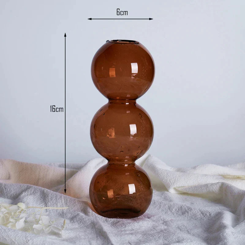 Glasvase Nordisches Wohndekor Blasenvase Kleine Vase auf Bunter Tischdekoration Geschenk Blaue Glasvase