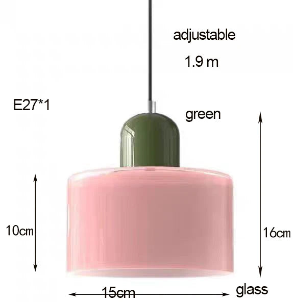 Frendorf | "Nordic Modern Glas Pendelleuchte – E27 Glühbirne, Lange Linie Kronleuchter für Schlafzimmer, Restaurant und Bar – Erhältlich in Weiß, Grün, Pink und Orange"
