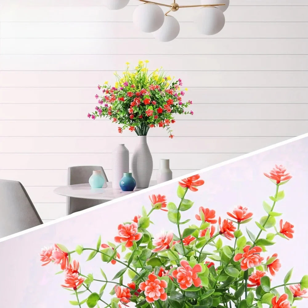 Frendorf | 12/18/30/36 Stück Kunstblumen – UV-beständig, mehrfarbige Kunstblumen & Sträucher für Außenfenster, Veranda & Gartendekoration