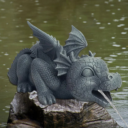 Wasserspeiender Drachenstatue aus Harz Wetterfeste Realistische Wassersprühszenen Harz Gartendekoration