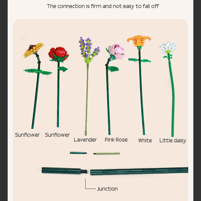 Frendorf | BloomBlocks Romantisches Rosen-Bouquet | Bauklötze Set | DIY Dekoration | Geschenk für Mädchen