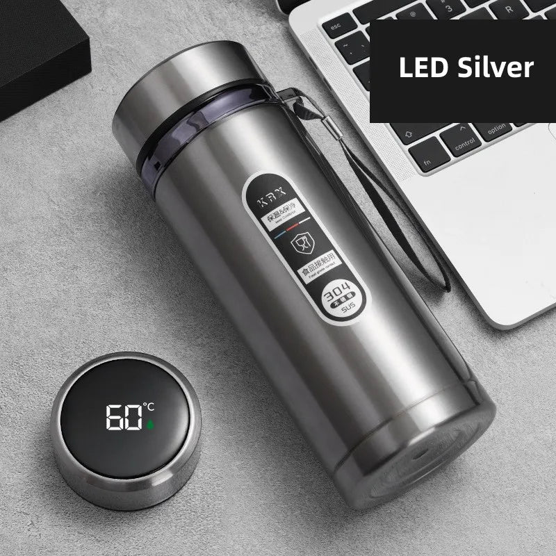 800ml-1L Edelstahl Thermoskanne – Tragbare Vakuumflasche mit LED-Temperaturanzeige
