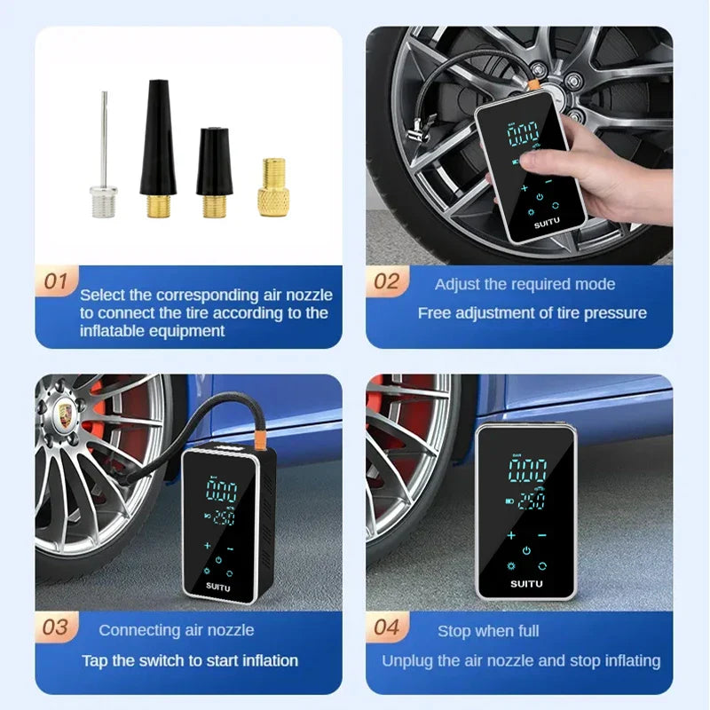 Frendorf | Electric Tire Inflator – Tragbare elektrische Luftpumpe mit Touchscreen & 150psi Druck
