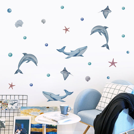 Frendorf | Cartoon Wandaufkleber Süßer Ozean Wal Delfin