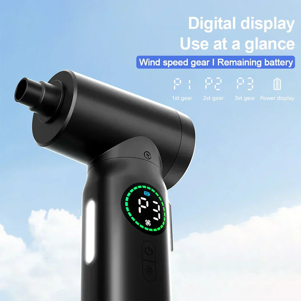 Frendorf | 2-in-1 Tragbarer Staubsauger & Bläser | 7500mAh Batterie, LED Licht & Vielseitig für Zuhause, Auto & Büro Reinigung