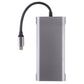 Frendorf | 11 in 1 VGA + LAN Port + 4 x USB 3.0 + SD / TF Karte + HDMI + Audio Port + USB-C / Type-C Weiblich zu USB-C / Type-C HUB Adapter (Dunkelgrau)