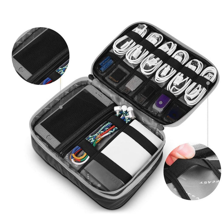 Frendorf | Mehrfunktionale Kopfhörer Lade Datenkabel Aufbewahrungstasche Tragbares Power Pack, Größe: S, 24 x 12 x 5cm (Grau)