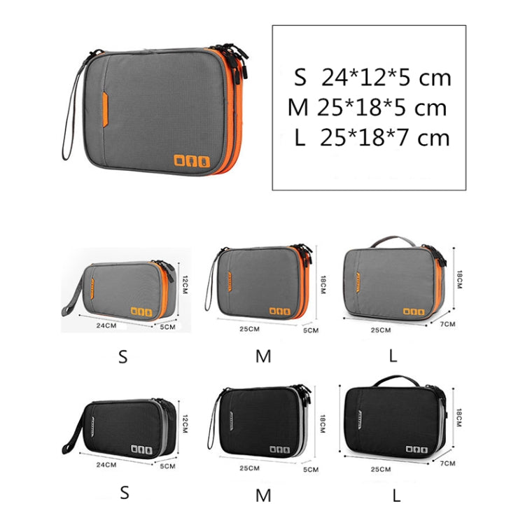 Frendorf | Mehrfunktionale Kopfhörer Lade Datenkabel Aufbewahrungstasche Tragbares Power Pack, Größe: S, 24 x 12 x 5cm (Grau)