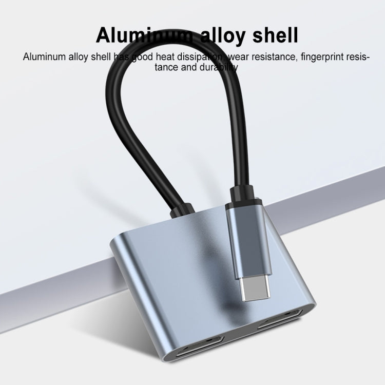 Frendorf | 2 in 1 Multifunktion USB-C / Typ-C zu Dual HDMI HUB Dockingstation (Grau)