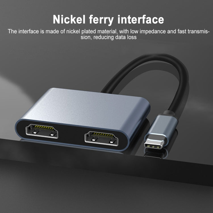 Frendorf | 2 in 1 Multifunktion USB-C / Typ-C zu Dual HDMI HUB Dockingstation (Grau)