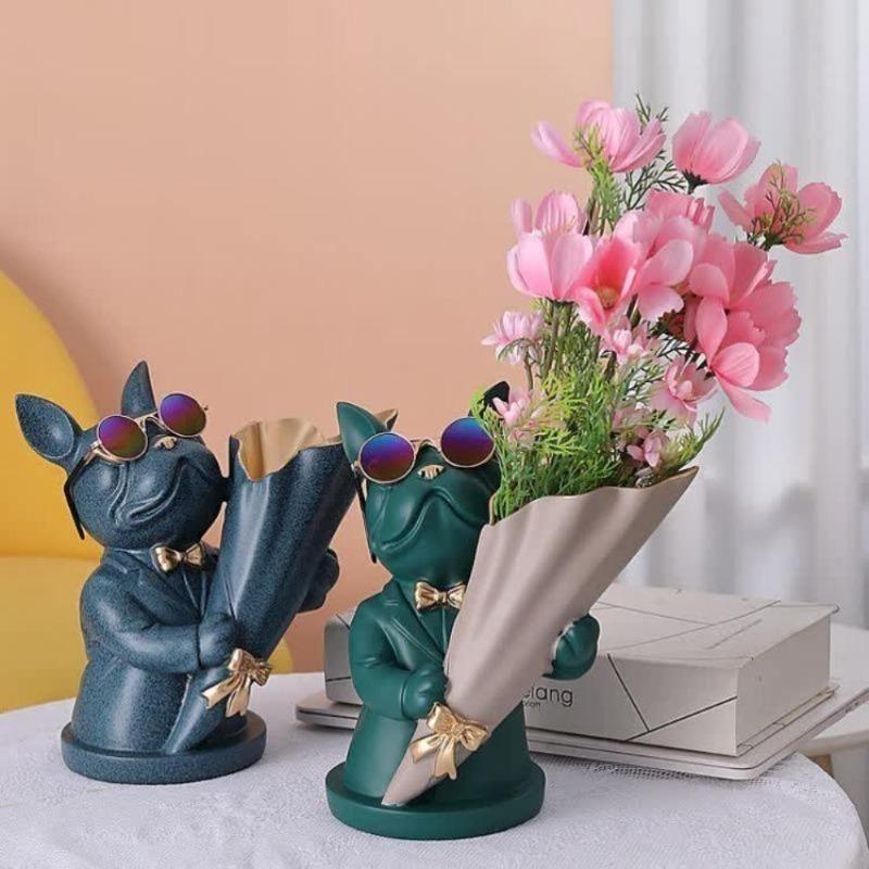 Frendorf | BulldogBloom French Bulldog Blumenvase | Stilvolle Tier-Deko für Zuhause | Handgefertigt | Farbvielfalt
