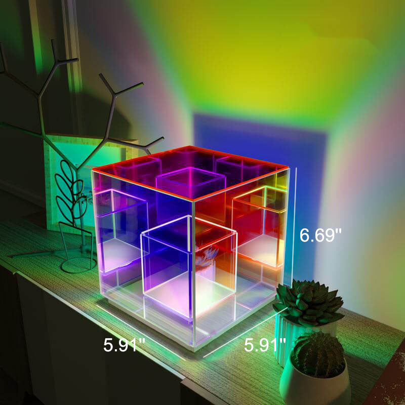 Frendorf | CubeLumin RGB LED Tischlampe | Modernes Design | Rubik’s Cube Optik | Farbwechsel | Deko-Licht