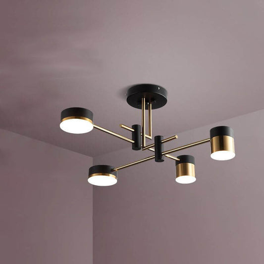 Frendorf | ZenithGlow Minimalistische Deckenleuchte | Schwarz-Gold Design | 4-8 Lichter | Halbaufbau-Leuchte