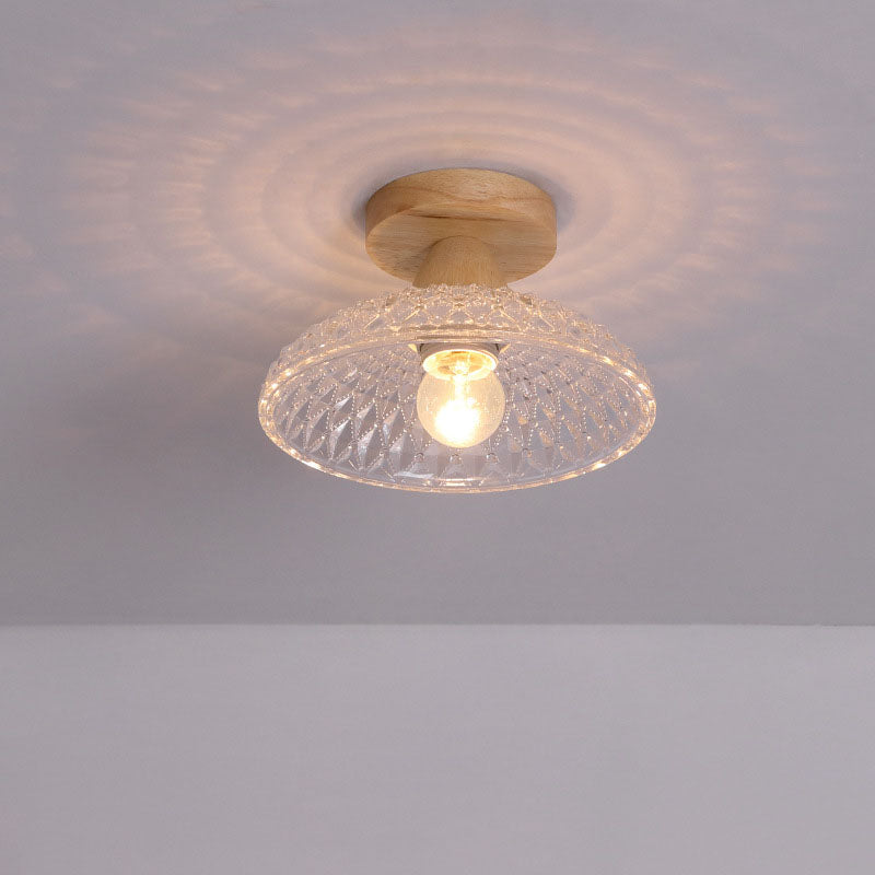 Frendorf | Logra Japanese Minimalist 1-Licht Semi-Flush Mount Deckenleuchte | Holz & Glas | Stimmungslicht | Deko für Zuhause