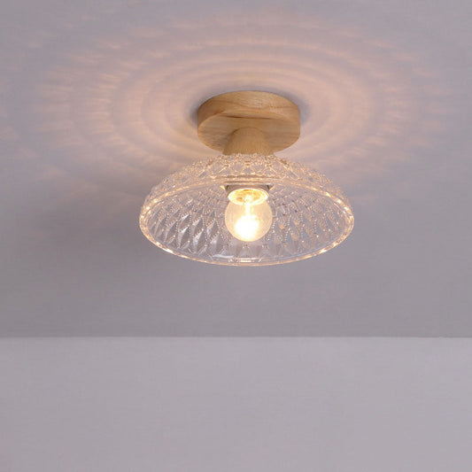 Frendorf | Logra Japanese Minimalist 1-Licht Semi-Flush Mount Deckenleuchte | Holz & Glas | Stimmungslicht | Deko für Zuhause