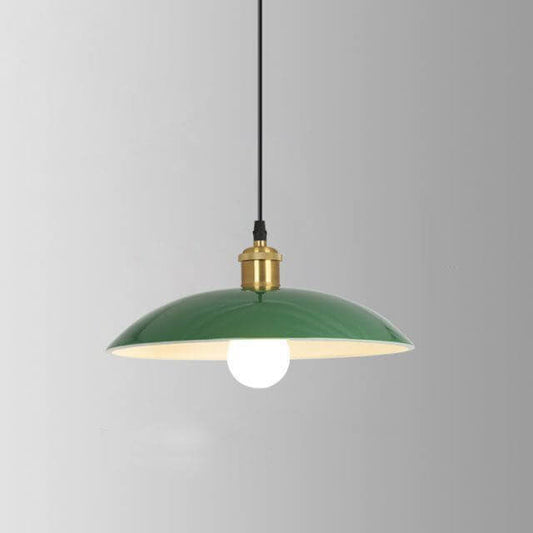 Frendorf | RetroDome Industrielle Vintage Pendelleuchte | Grünes Eisen-Kuppeldesign | Einzellicht | Rustikale Deckenbeleuchtung