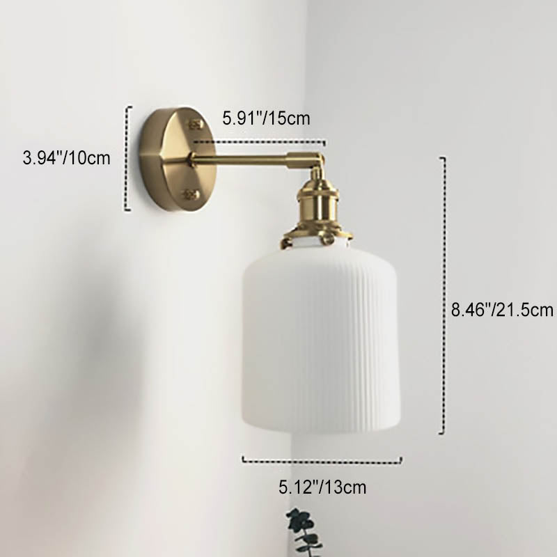 Frendorf | BrassGlow Japanische Retro Wandleuchte | Minimalistisches Design | Zylinder Oval | Messing & Lucite | 1-flammig