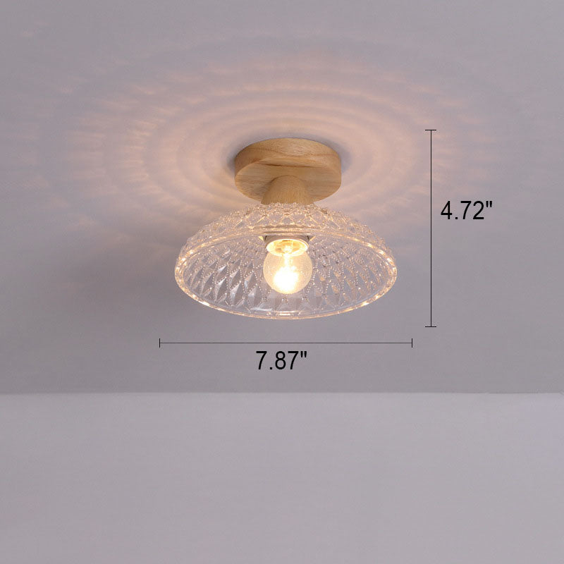 Frendorf | Logra Japanese Minimalist 1-Licht Semi-Flush Mount Deckenleuchte | Holz & Glas | Stimmungslicht | Deko für Zuhause