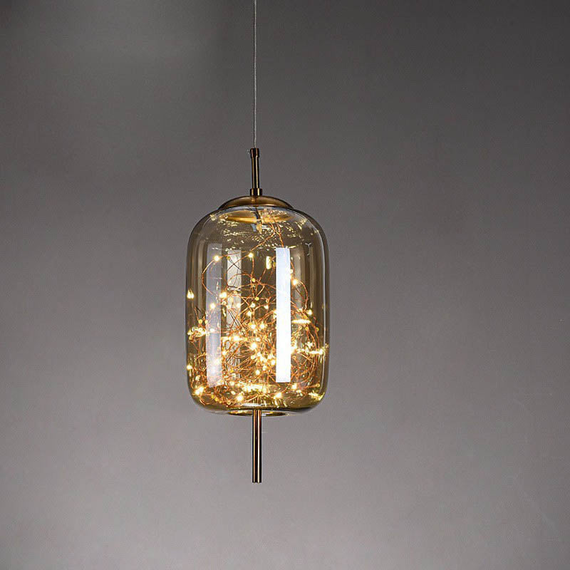 Frendorf | LumoSphere Nordic Pendelleuchte | Zylinder Oval Design | Glas-Lampe | Dimmbares LED Licht | Schlafzimmer & Wohnräume