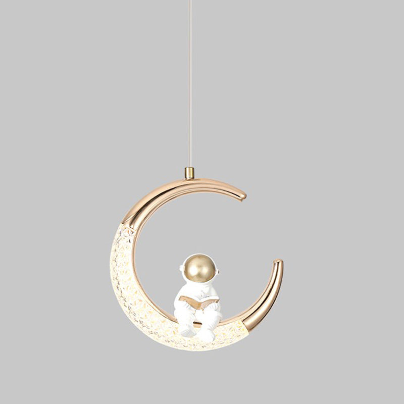 Frendorf | AstroMoon Kinder LED Pendelleuchte | Kreatives Astronautendesign | Mondlicht | Stimmungsvolle Beleuchtung