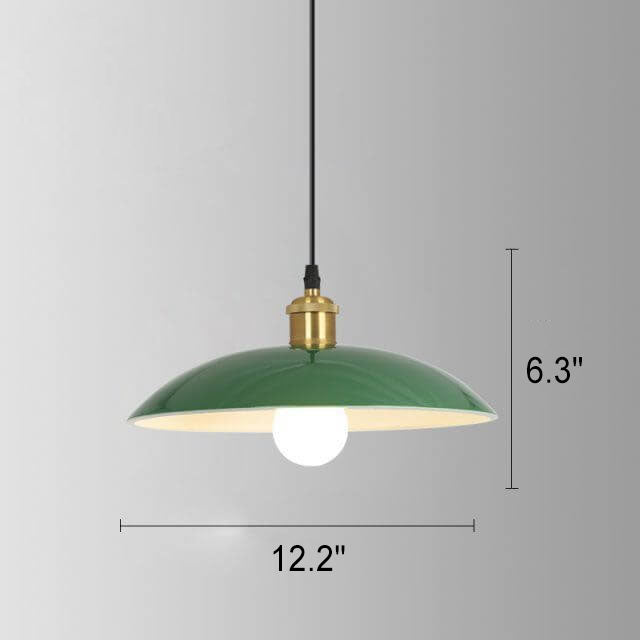 Frendorf | RetroDome Industrielle Vintage Pendelleuchte | Grünes Eisen-Kuppeldesign | Einzellicht | Rustikale Deckenbeleuchtung