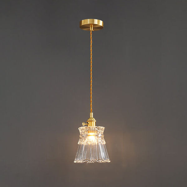 Frendorf | Bellux Glas Pendelleuchte | Modernes Glockenschirmdesign | Messingoptik | 1-flammig | Luxuriöse Beleuchtung