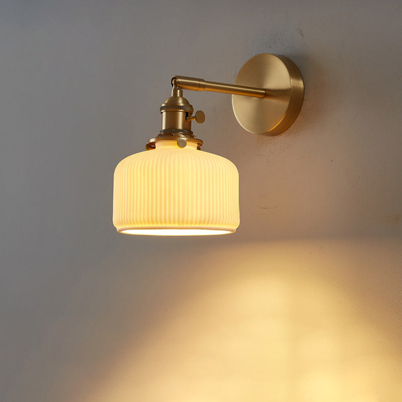 Frendorf | StripoLux Moderne Wandlampe | Minimalistische Keramik-Wandleuchte | Streifendesign | Ambientebeleuchtung