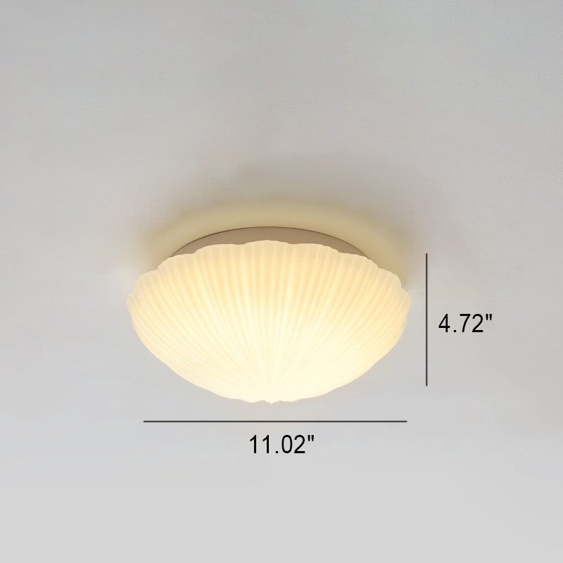 Frendorf | Auralis Modern French LED Deckenleuchte | Cremefarbenes Muschelgals | Flush Mount | Stimmungslicht | Deko für Zuhause