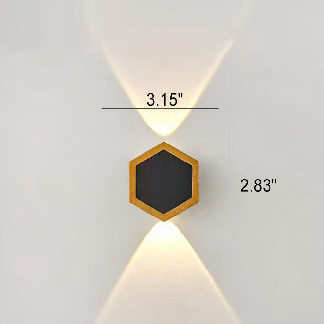 Frendorf | LumoHex Prime | Modernes Outdoor LED Wandlicht | Hexagon Schwarz-Gold Kombination