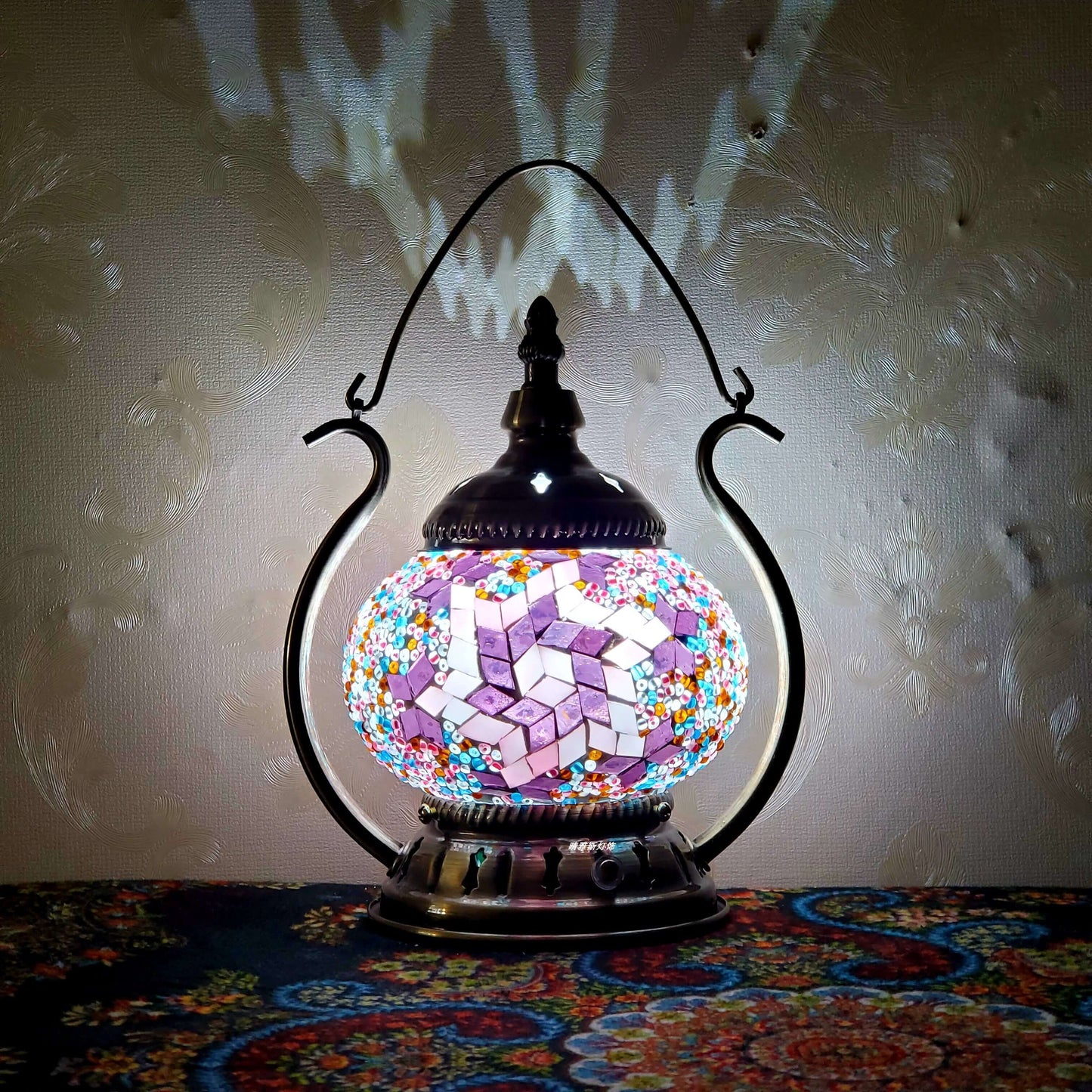 Marokkanische Buntglas runde Pot USB wiederaufladbare LED tragbare Tischlampe