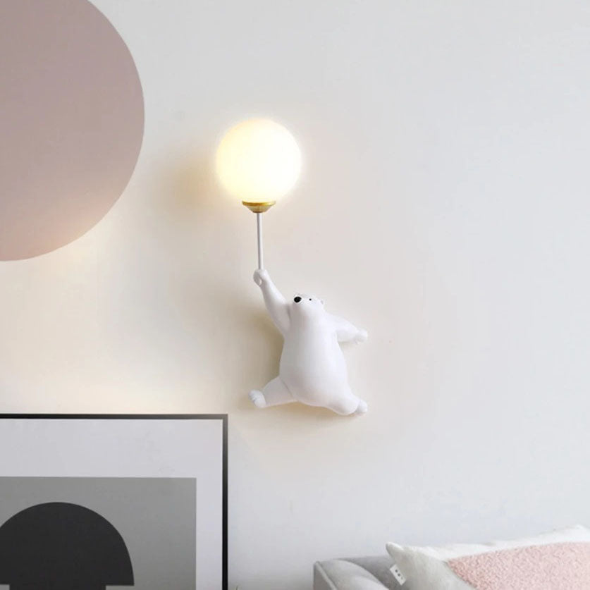Frendorf | Bearlume Kreative Wandlampe | Bärendesign aus Glas & Eisen | Stimmungsvolle Beleuchtung | Moderne Wanddekoration