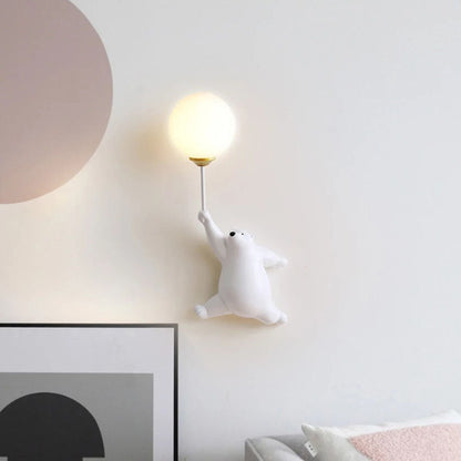 Frendorf | Bearlume Kreative Wandlampe | Bärendesign aus Glas & Eisen | Stimmungsvolle Beleuchtung | Moderne Wanddekoration