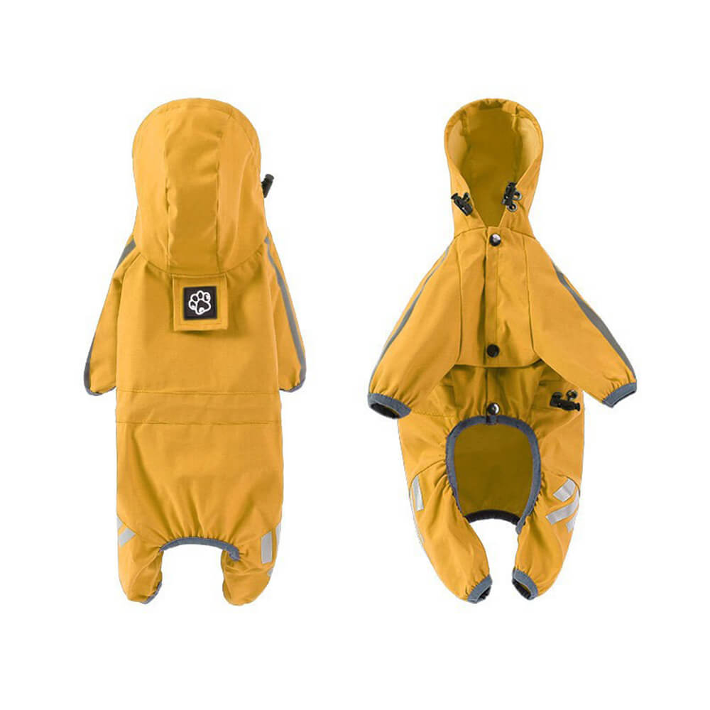 Stylische wasserdichte verstellbare reflektierende Streifen Hunderegenjacke mit Kapuze