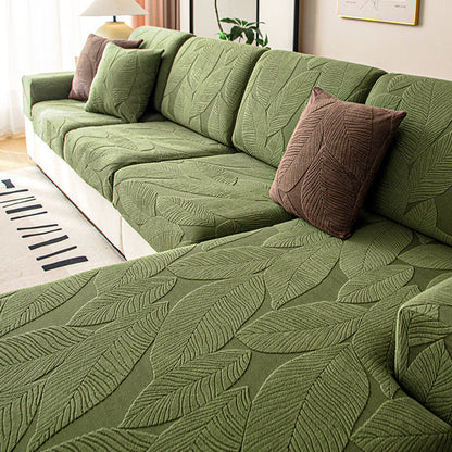 Modernes Blatt Jacquard Wasserdicht Anti-Kratzer Stretch Vollüberzug Sofaüberzug