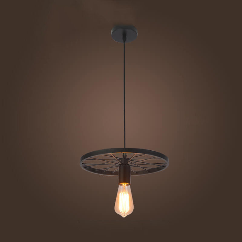 Frendorf | Rustiron Kronleuchter | Industrielles Design mit Eisenrädern | 1/3/6-flammig | Loft- und Wohnraum-Beleuchtung