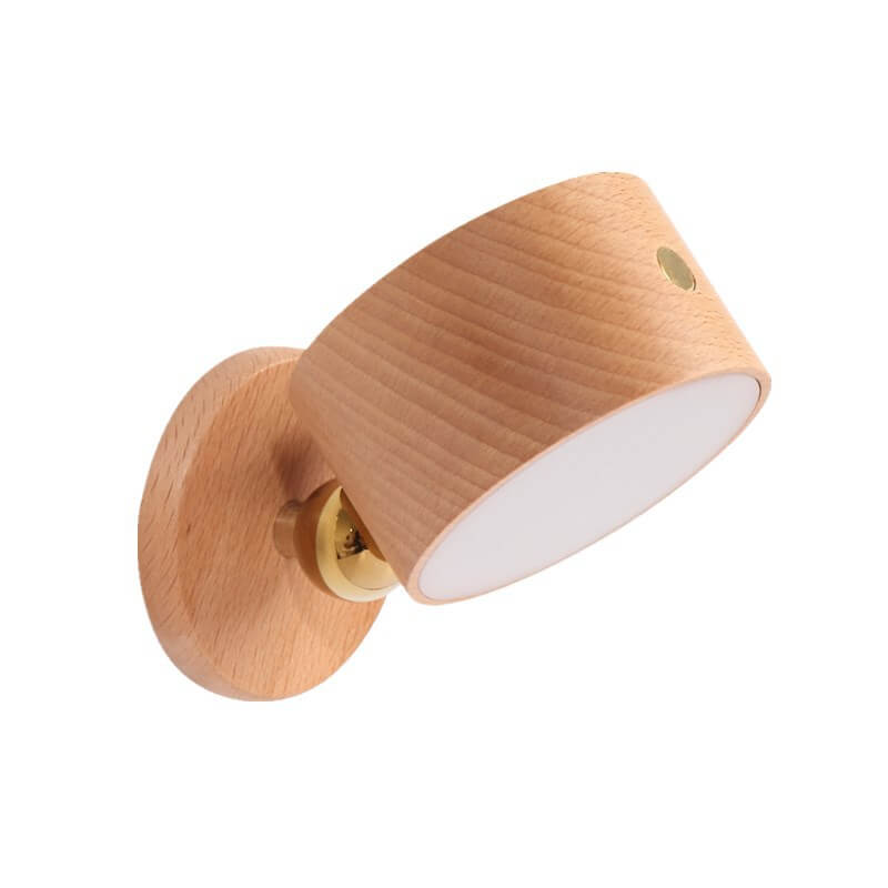 Einfache Holz USB wiederaufladbare Touch-Magnet LED Nachtlicht Wand Sconce Lampe