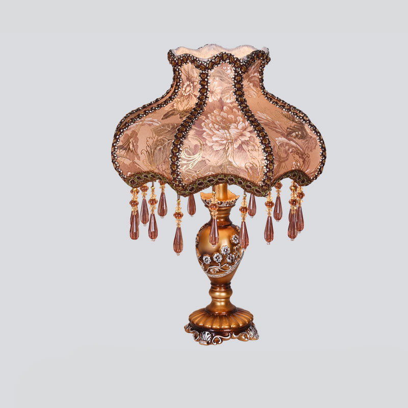 Frendorf | LaceLux Europäische Tischlampe | Stoff & Spitze | Elegante Harzfuß-Leuchte | Dekoration & Beleuchtung