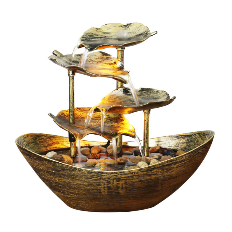 Frendorf | Aqualis Flow LED Tischbrunnen | Kreatives Lotusblatt-Design | Dekorative Lampe mit Wasserlauf