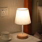Nordic Vintage Stoffkonus Massivholz LED Tischlampe