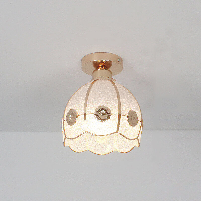 leichtes Luxusglas Gold 1-Licht Halbbodenmontage Deckenleuchte